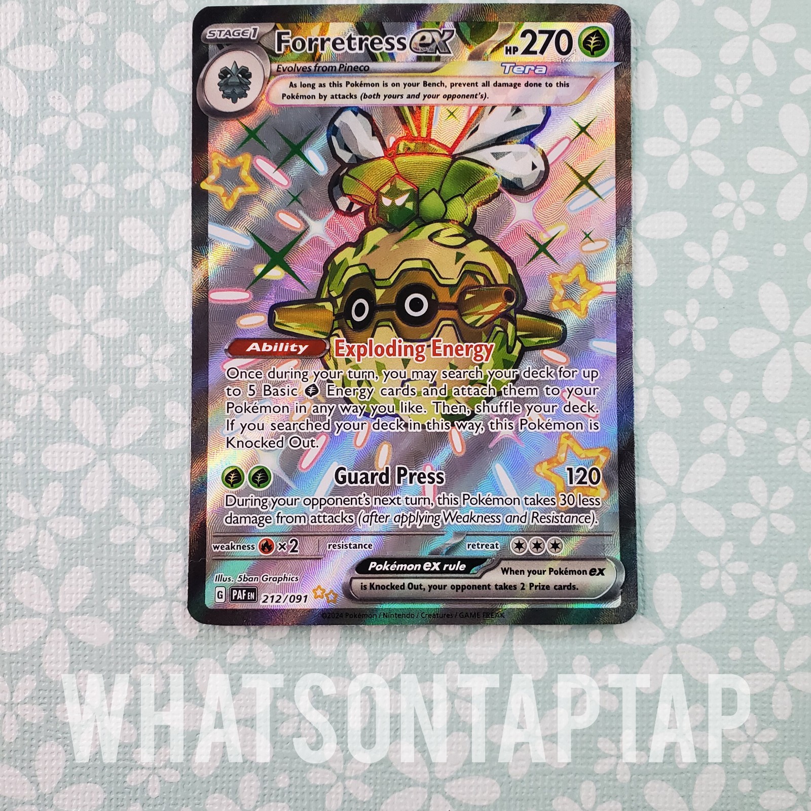 Pokemon Card Forretress Ex 212/091 Secret Rare Scarlet Violet Paldean Fates LP