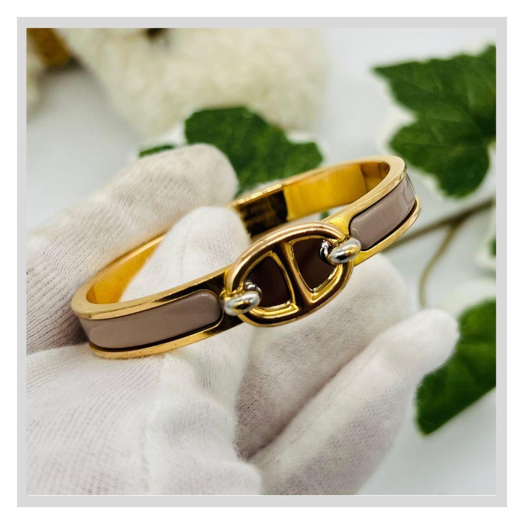 Hermes Chain D Ancre Gold Metal Click Bangle Bracelet