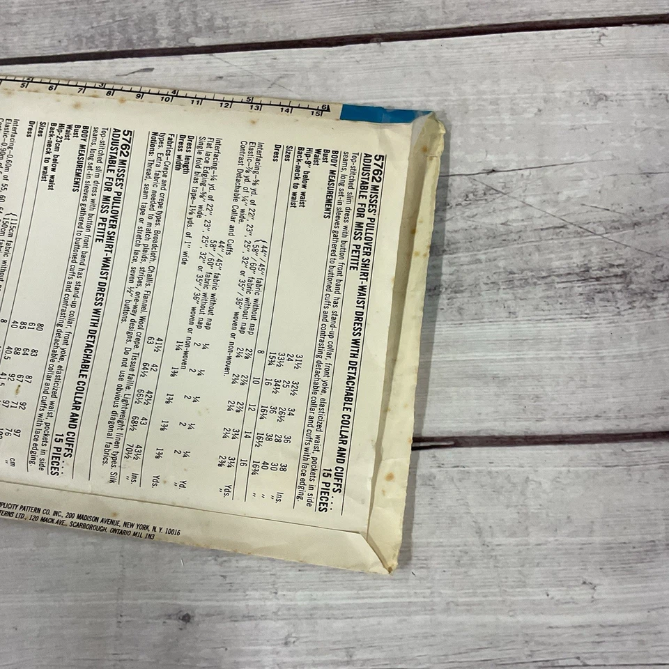 Simplicity 5762 Sewing Pattern Dress Shirtwaist Collar Cuffs Size 10-14 UNCUT - Image 3 of 4