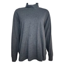 Lands End Shirt Womens Plus Size 2X Relaxed Fit Grey Gray Mock Neck Base Layer