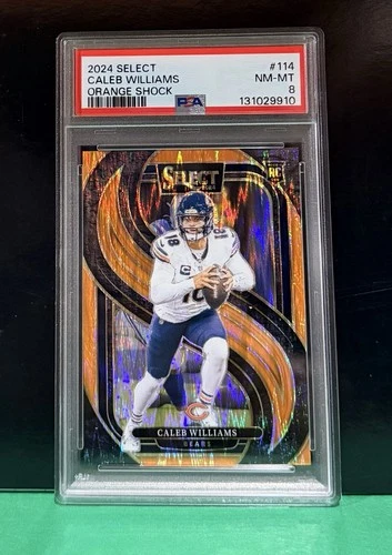 2024 Panini Select Caleb Williams #114 Orange Shock Prizm /399 (RC) PSA 8 NM-MT
