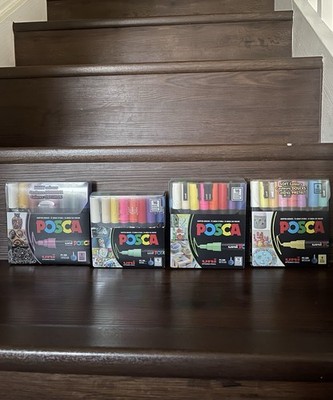 Posca Paint Marker Pen Bundle - 4 Packs of 8 & 16 Colors (PC-1m, 3m, and 5m)