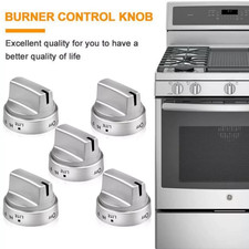 5 P Stainless Steel Look Control Knob Kits For GE Gas Range Stove WB03X24818  