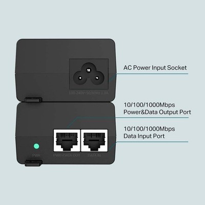 TP-Link PoE+ Injektor TL-POE160S 2 Gigabit Ports 30W  Plug Play Schwarz