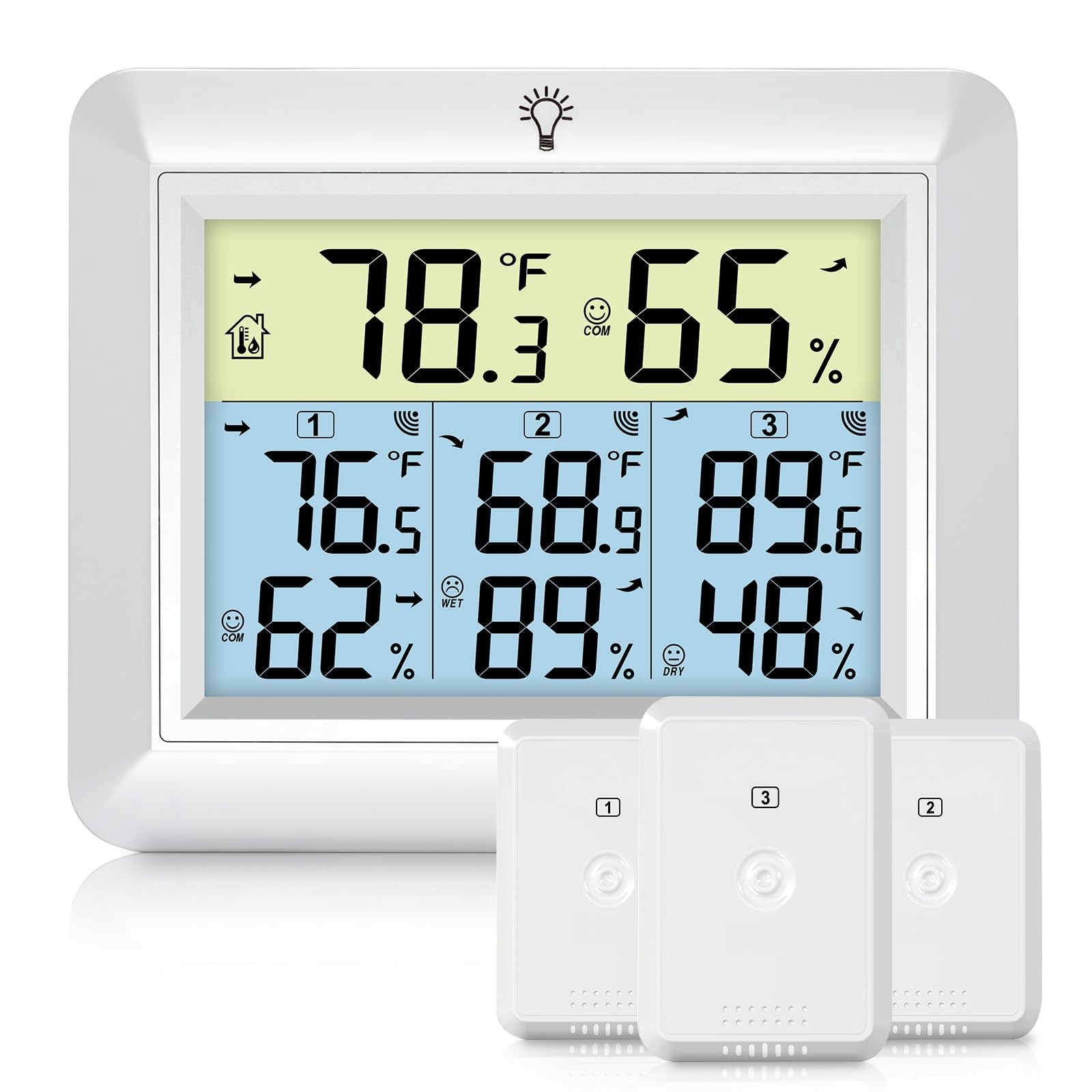 Wireless Indoor Outdoor Thermometer With 3 Sensors, Remote Te...