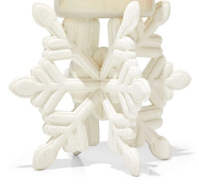 BBW Glitter White Snowflake 3 Wick Candle Holder Sparkle/Geometric/Unique