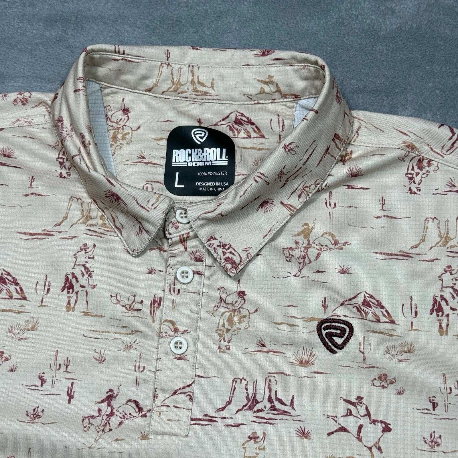 Rock&roll Denim Shirt Mens L Desert Bullriding Rodeo Cactus Canyon Wild West
