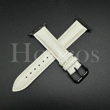 White Leather Lizard Band Strap For Apple iWatch 10 9 8 7 Sports Series 38-49 MM