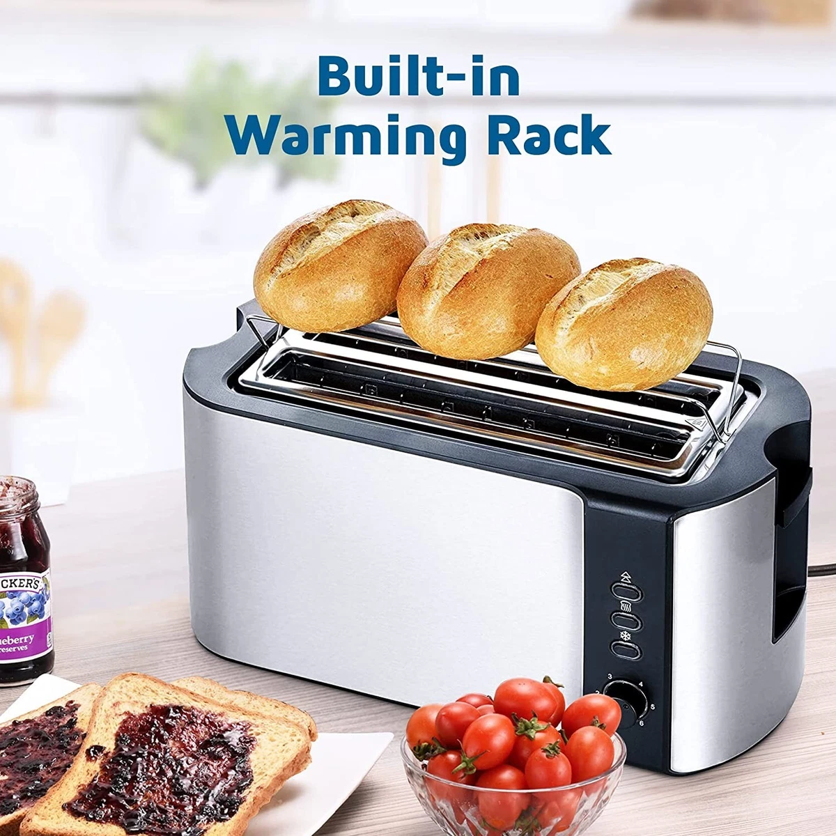 ikich by Homasy 4-Slice Stainless Steel Toaster, Model CP144A