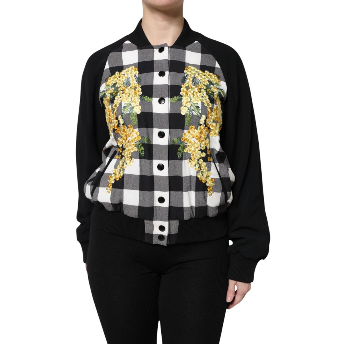 Dolce & Gabbana DGボタン ジャケット DOLCE & GABBANA Jacket Black White Check Floral Button Down