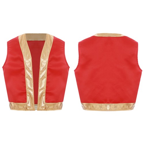 Kids Santa Claus Costume Christmas Elf Sleeveless Faux Fur Waistcoat Vest Coat - Picture 24 of 63