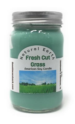 Fresh Cut Grass - Pure Soy Candle - Hand Poured In Mason Jar - SHIPS FREE