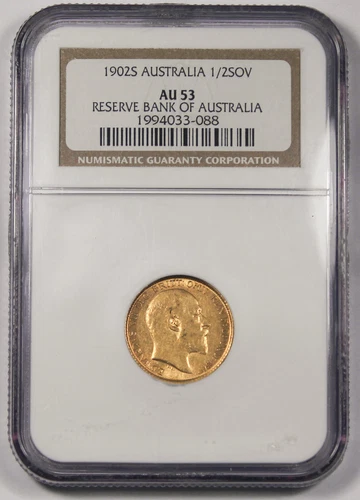 Australia 1902 S 1/2 Half Sovereign Sov Gold Coin NGC AU53 Edward VII Sydney