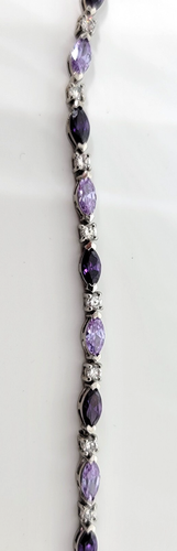 Amethyst Purple Gemstone Tennis Bracelet 925 FAS Sterling Silver 7.5" Sparkly - 第 10/24 張圖片