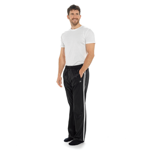 HERREN TRAININGSHOSE SCHWARZ SEIDIG GESTREIFT GYM SPORT FREIZEIT HOSE PANTS - Bild 7 von 7