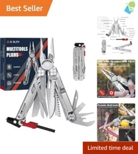 Compact Multi-Tool Pliers with Scissors & Safety Lock for Survival Adventures
