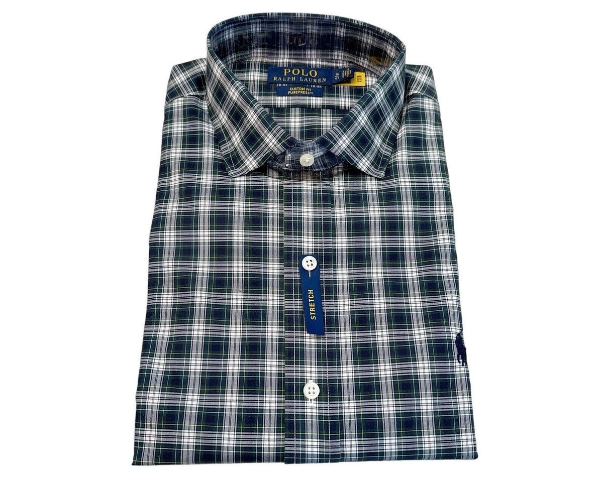 Polo Ralph Lauren Custom Fit Pure Press Plaid Button Up Dress