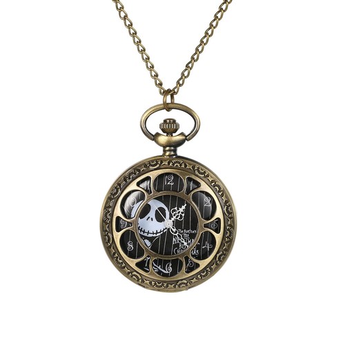 Antique Halloween Skull Skeleton Black Dial Quartz Pocket Watch Necklace Gift - Picture 14 of 19