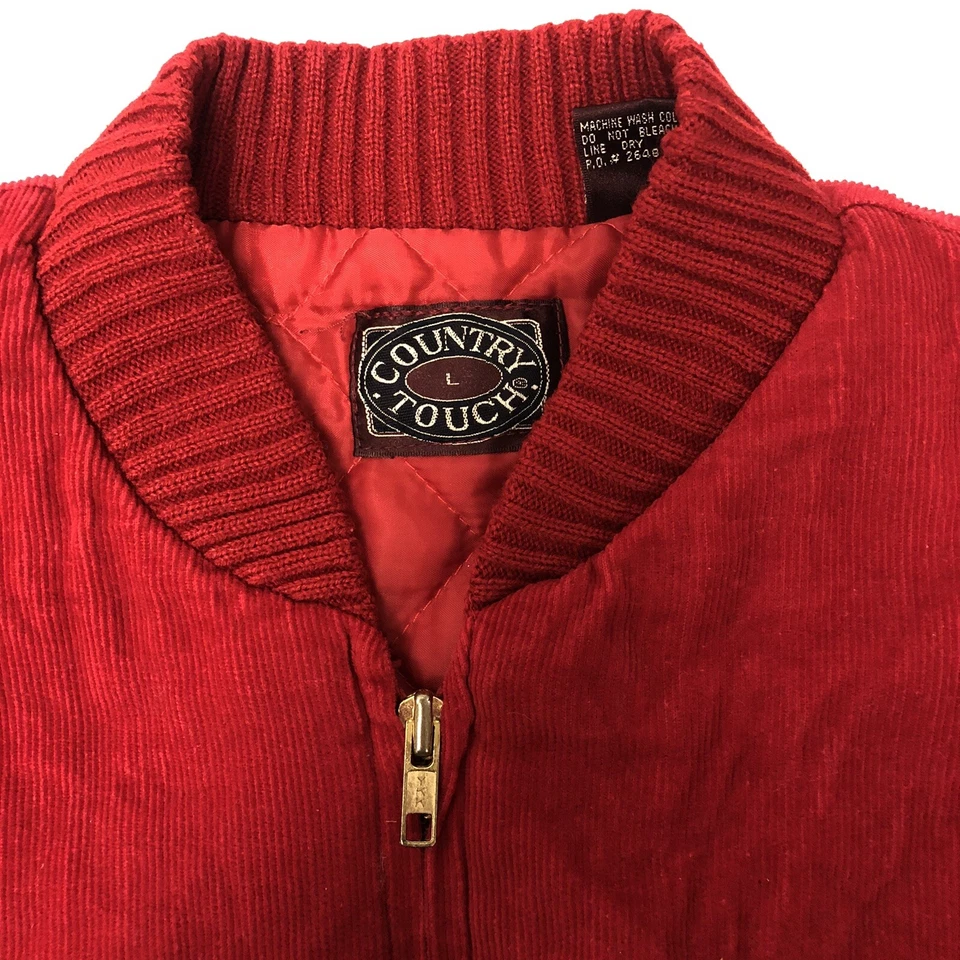 Chaleco Acolchado Tejido Pana Suave Rojo Country Touch Años 70 80 De Colección Chaleco ESQUÍ L Foto 3 de 4