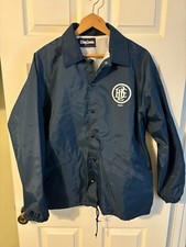 Mens King Louie USA MADE Snap Up Lined Blue Nylon Jacket With Emblem Size L