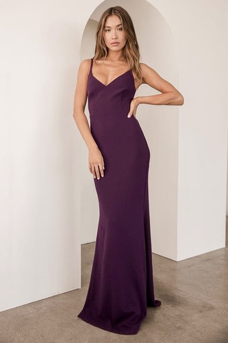NWT LULUS Moments Of Bliss Purple Backless Mermaid Maxi Dress Size XS