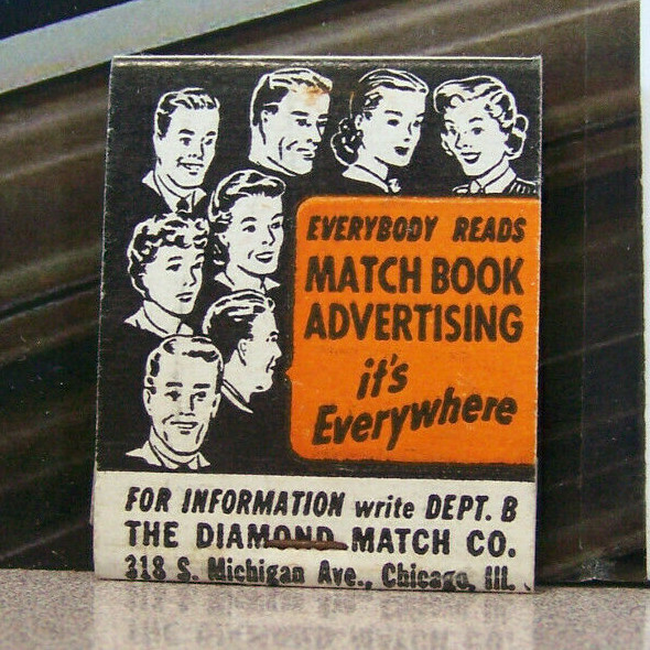 Vintage Matchbook Circa 1940 G8 Diamond Match Co Faces Everybody Reads Advertise
