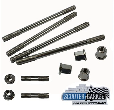 SCOOTER-GARAGE Zylinder Stehbolzen + Auspuff Stehbolzen mit Muttern für Yamaha Aerox 50 2 Takt