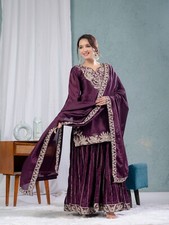 New Georgette Salwar Kameez Pakistani Wedding Party Wear Sharara Suit Style