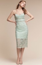 Anthropologie BHLDN Alessa Lace Midi Below-Knee Dress Size 16 Mint Green