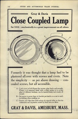 1910 PAPER AD CAR AUTO 3 PG Gray Davis Close Coupled Lamp Middleby Automobile