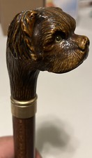 LABRADOR RETRIEVER Wood Dog Head WALKING STICK LAB CANE EUC Rare 35  