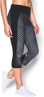 Under Armour Women's Fly-By Printed Run Activewear Capri Pants | Black | Large