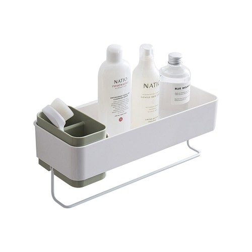 Organizador de pared de baño ducha carrito toallas soporte para cepillo de dientes verde - Imagen 2 de 10