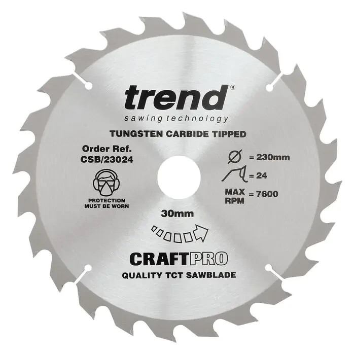 Trend CSB/23024 Craft saw blade 230mm x 24 teeth x 30mm CR045 LD 18