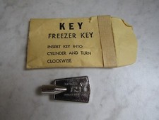 Vintage National Lock Rockford Illinois Silver Tone Freezer Key in Original Bag