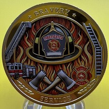 * Firefighter Challenge Coin * Service Respect To Save Life And Property