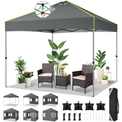 10x10 Pop up Canopy One Push Tent Outdoor Commercial Gazebo Camping Party Shade