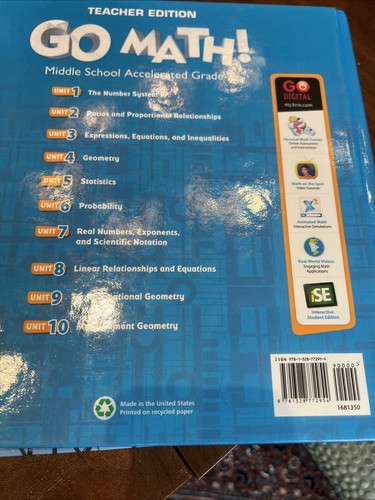 Go Math! Middle School Accelerated Grade 7 Teacher Edition 2018 - Imagen 8 de 8