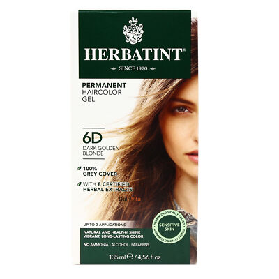 Herbatint Permanent Herbal Hair Color Gel 6D Dark Golden Blonde 4.56 Ounce