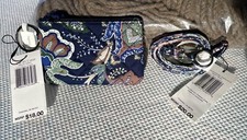 Vera Bradley Zip ID Case w/ Breakaway Lanyard Set  Java Navy Camo NWTs 38