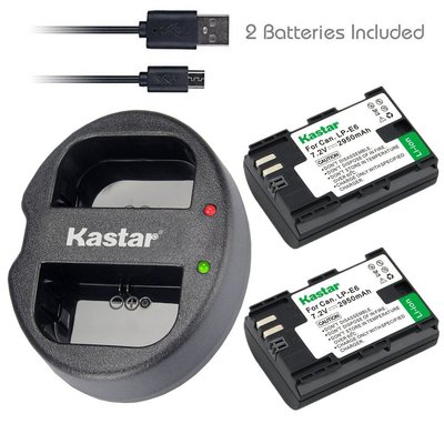 LPE6 Battery & Dual USB Charger for Canon EOS 5DS, 5DS R,5D Mark II,5D Mark III