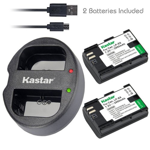 LPE6 Battery&Dual USB Charger for Canon EOS 6D,7D,7D Mark II,60D, 60Da