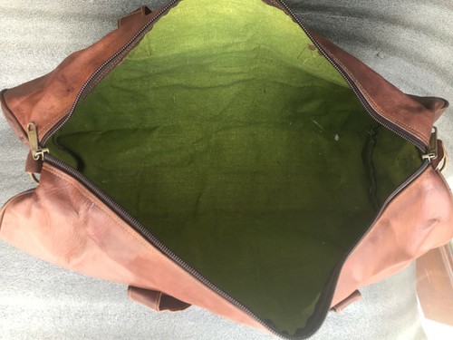 Men's genuine Leather vintage Heritage duffle travel gym weekend overnight bag - Picture 9 of 9
