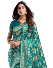 Women's Silk Jacquard Saree With Unstitched Blouse Piece