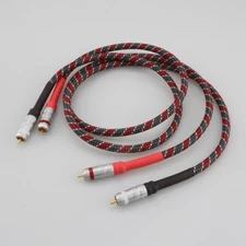 Pair Oxygen-Free Copper Silver Plated Wire HiFi Audio Interconnect RCA Cable