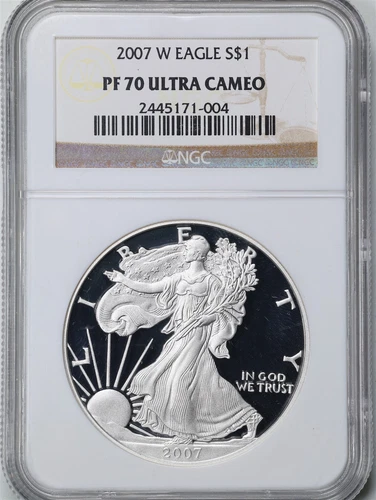 2007-W 1oz Proof Silver American Eagle PF70UCAM NGC 2445171-004