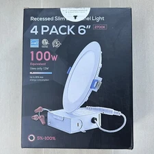 4 Pack Torch Star Recessed Slim LED Panel Light 6” Dimmable 100w New Sealed Box