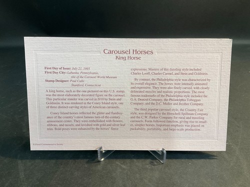 1995 PCS Carousel Horses King Horse 32¢ FDC 22K Gold Stamp Replica - Picture 3 of 3