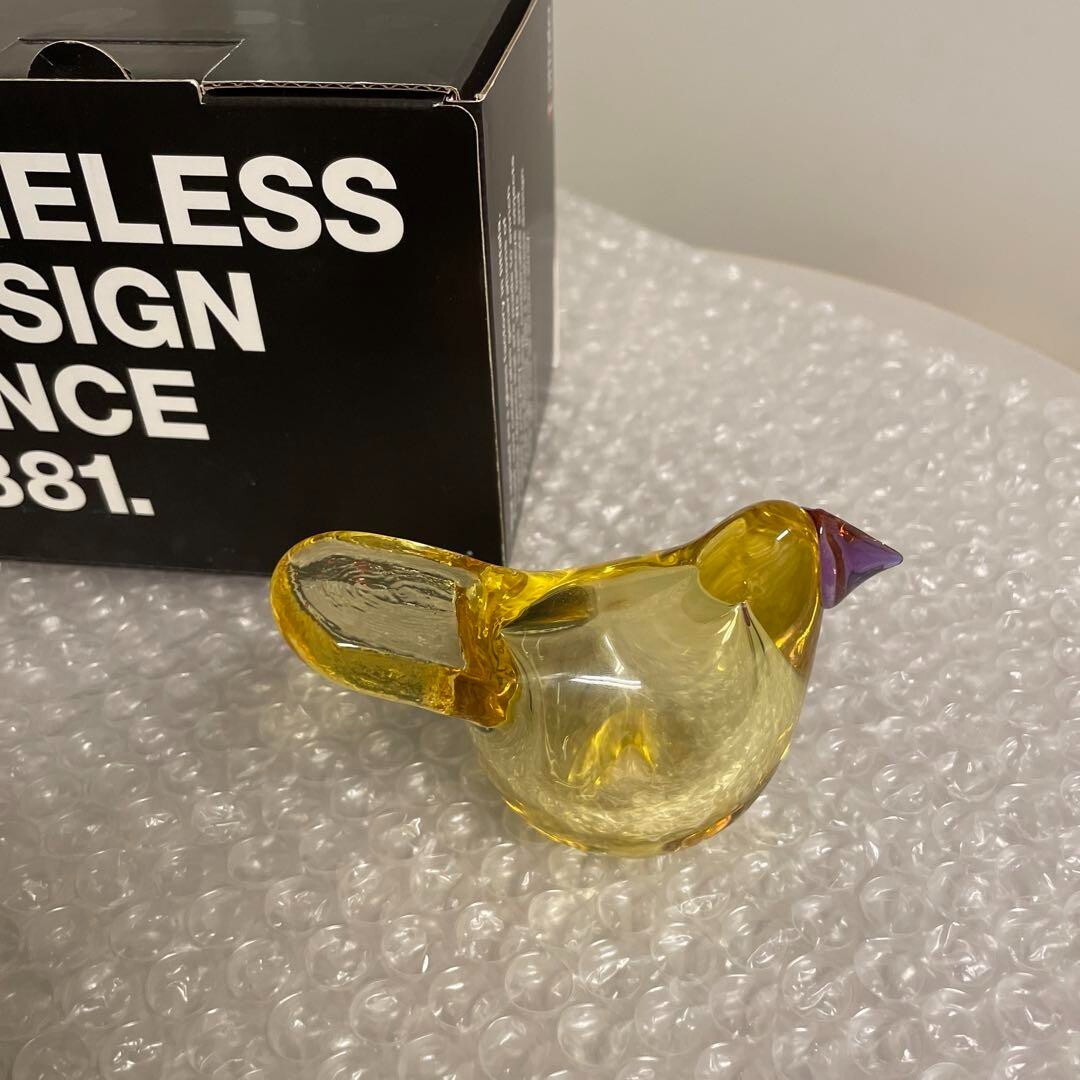 Iittala Birds Glass Figurine Sieppo Yellow Amethyst H8cm