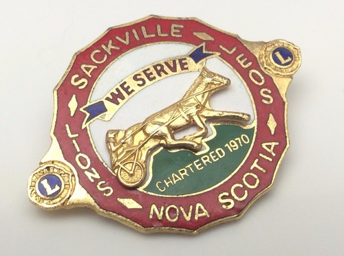 Sackville Nova Scotia Vintage Lions Club Chartered 1970 Horse Carriage Pin B954 - Picture 2 of 8